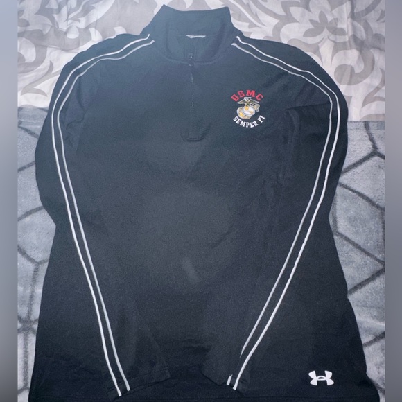United States Marine Corps 1/4 Zip Up, Workout Zip Up, Light Weight Workout Top - Picture 3 of 6